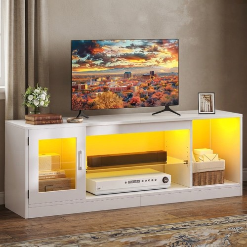 148cm white stand with rgb - tv,